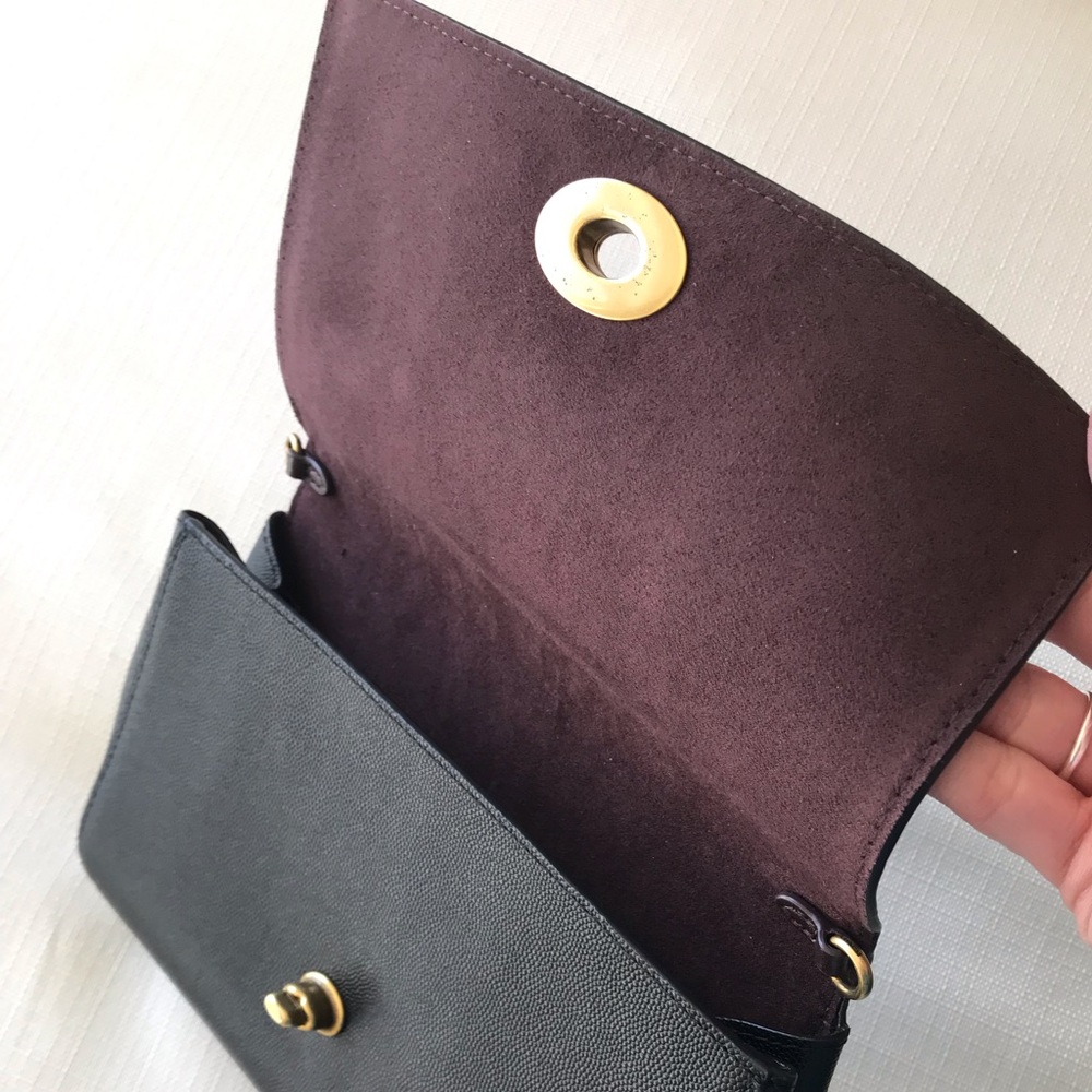 Coach Alexa Turnlock Crossgrain Leather Clutch Chain Crossbody Purse - Picture 7 of 16